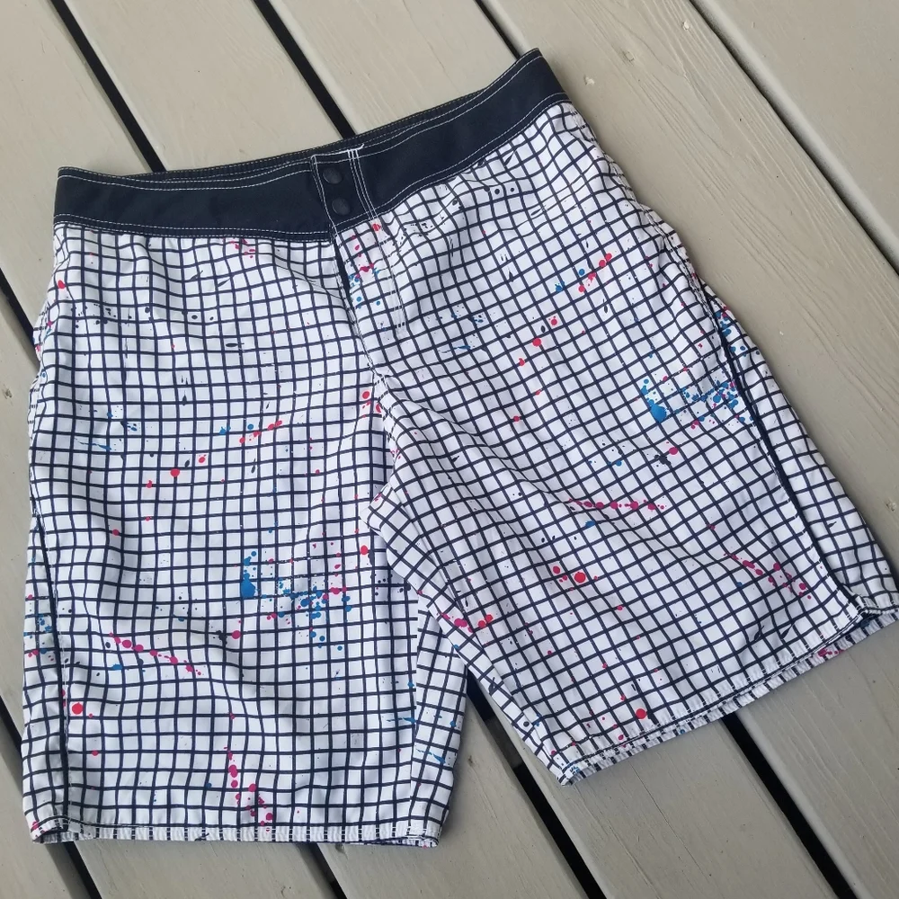 S mens splatter swimsuit w zipper pocket